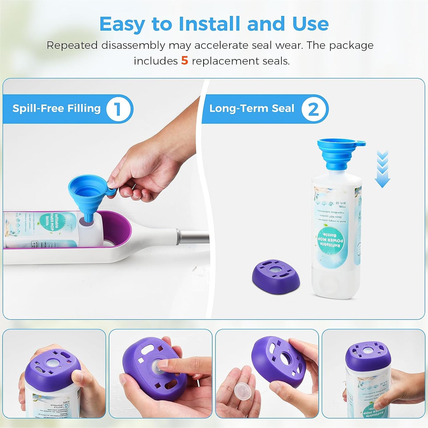 Power Mop™ Refillable Bottle - 775ML Leak-Proof Container for Swiffer® PowerMop™