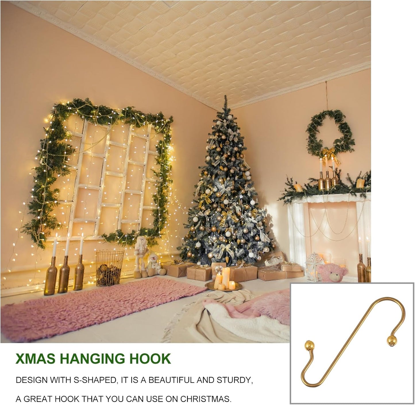 Uonlytech Heavy-Duty Metal Ornament Hooks - 40pcs Durable Wire Hangers for Secure Display
