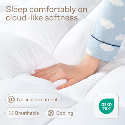 Skiennix Ultra Soft Twin Mattress Topper - Cloud-Like Comfort with Breathable Cooling Material - White