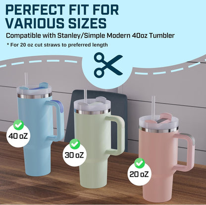 Stanley 6 Pack Straws for 40 oz Tumblers - Reusable BPA-Free Plastic with 2 Cleaning Brushes