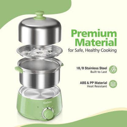 CACHOO 14-Egg Hard Boiled Egg Cooker - Rapid Stainless Steel Boiler with Timer & Auto Shut Off | Retro Green
