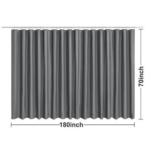 Clawfoot Tub Shower Curtain with 12 Magnets - 36 Metal Hooks Included, 180" W x 70" H Wrap Around, Waterproof PEVA Shower Liner for Bathroom, PVC Free, Metal Grommets - Dark Gray, 180x70