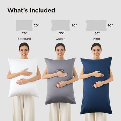 Bedsure Zipper Pillow Cases Standard Size, Cooling Pillow Cases Set of 2, Rayon Derived from Bamboo Cooling Pillowcase for Hot Sleepers, Soft & PureWoven Pillow Covers, Gift, Dark Grey, 20x26 Inches