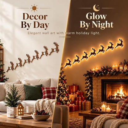 G 7-Piece LED Reindeer Wall Decorations – Antler 3D Glow Christmas Decor (Variation: G)