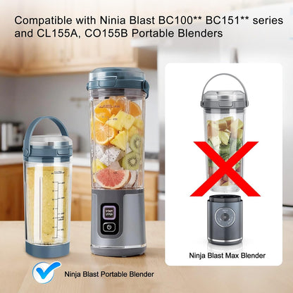 Ninja Blast Blending Vessel Cup Set - 4pcs Leakproof & BPA-Free for BC100 & BC151 Series - Blue