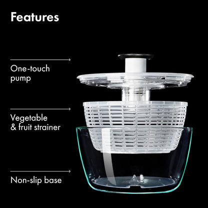 OXO Good Grips Glass Salad Spinner - Large 6.22-Qt BPA-Free Lettuce & Fruit Washer with Easy Pump