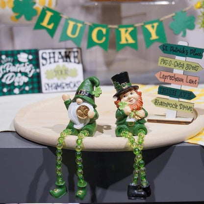 Braxio St. Patrick's Day Collectible Figurines - Set of 2 Green Gnome Shelf Sitters | Festive Table Decor