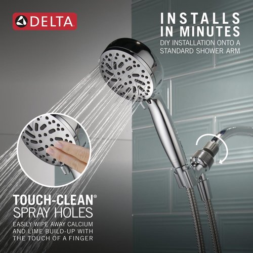Delta Faucet ProClean Chrome Shower Head with Handheld, Showerhead with High Pressure Spray, Handheld Shower Head, 6 Spray Settings, Chrome 75740
