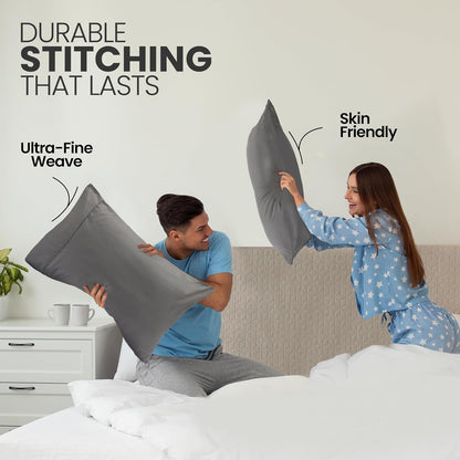 Utopia Bedding Pillow Cases - Soft Brushed Microfiber | Queen Size 2-Pack, Oeko-TEX Certified, 20x30 Inches (Grey)