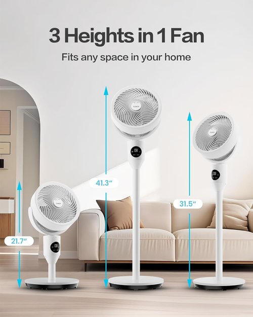 Candy Standing Fan - Adjustable Pedestal Fan with Remote | 90° Oscillation, 8 Speeds, 25dB Quiet, 12H Timer