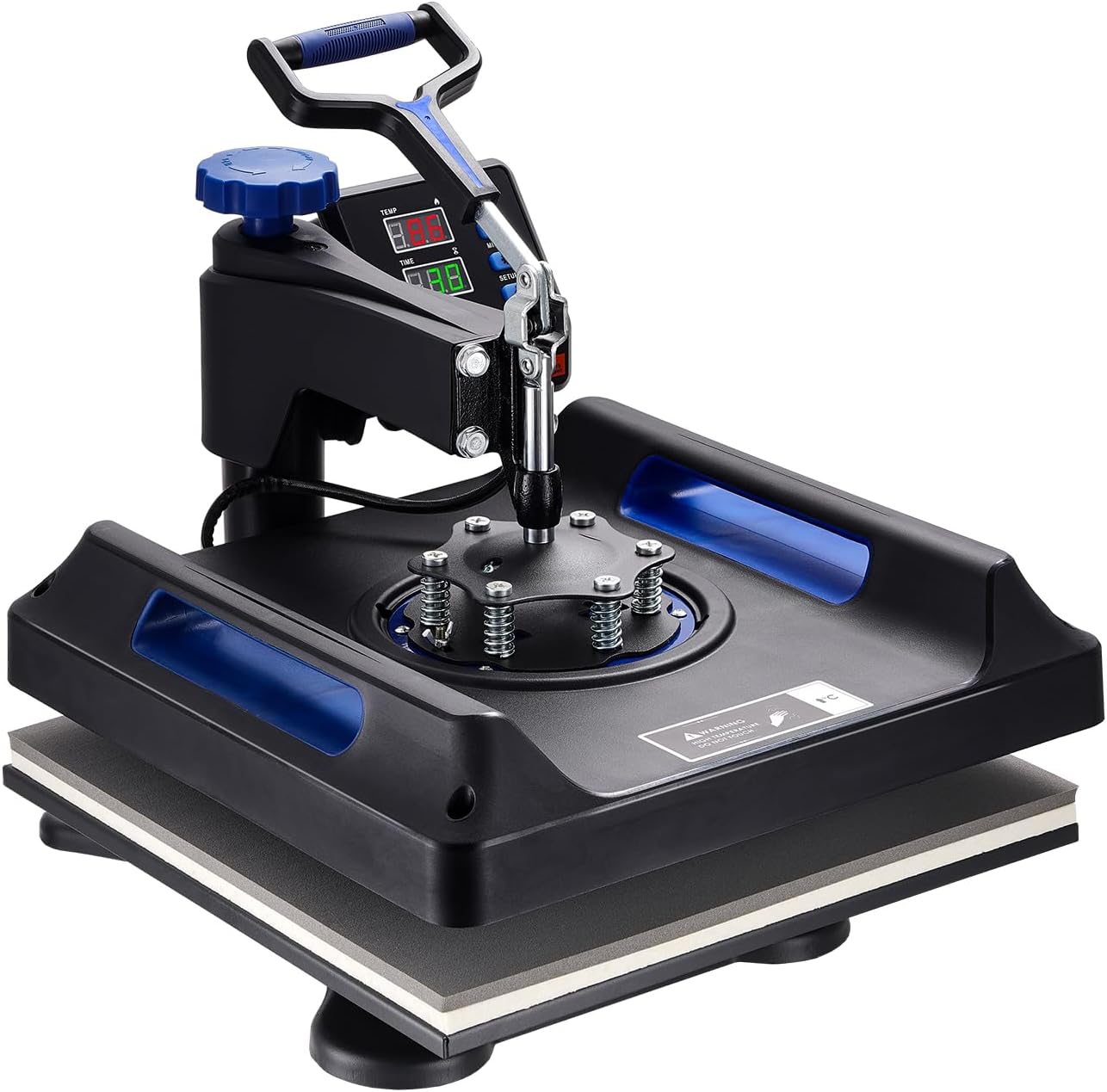 VEVOR 5 in 1 Heat Press Machine - 15x15 Inch Digital Control for T-Shirt, Hat, Mug & Plate Sublimation | Blue