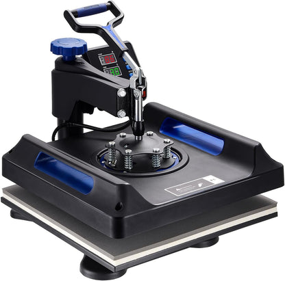 VEVOR 5 in 1 Heat Press Machine - 15x15 Inch Digital Control for T-Shirt, Hat, Mug & Plate Sublimation | Blue