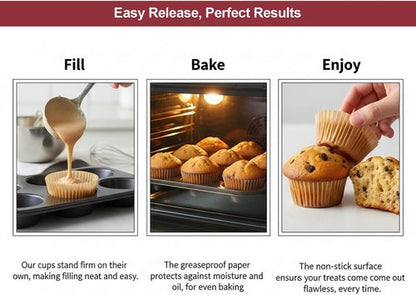 Eoonfirst Mini Cupcake Liners - Food Grade Greaseproof Paper, Non-Stick Muffin Wrappers | 400 Pcs
