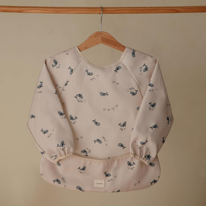 Mushie Long Sleeve Baby Bib - Water-Resistant & Adjustable Fit for 6-24 Months