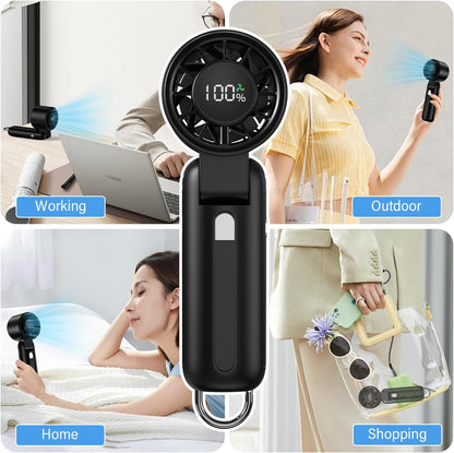 Turbo Fan 4 in 1 by [Brand Name] - High-Speed 10000RPM Handheld Fan | 180° Foldable Design, 15H Use, 5000mAh Battery