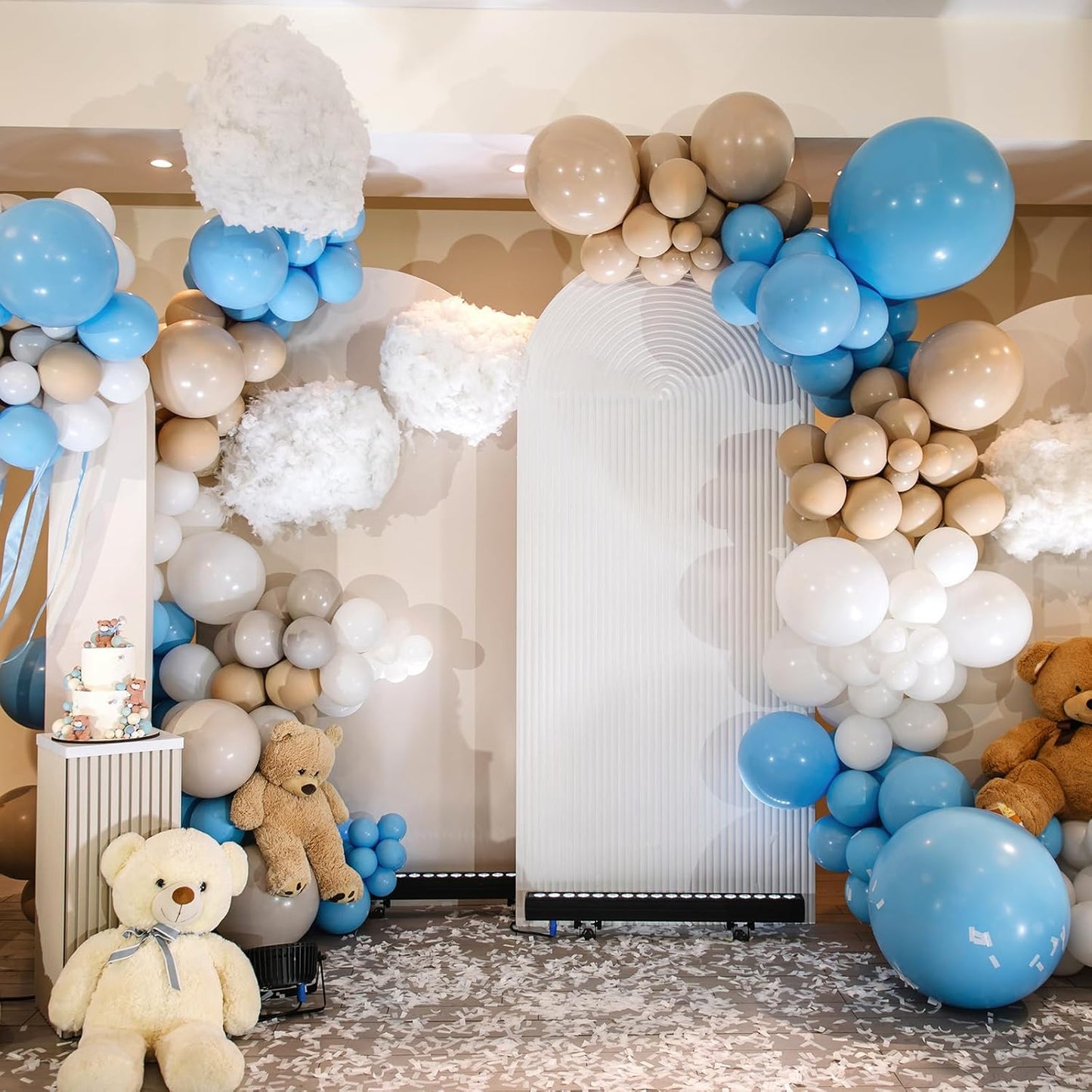RUBFAC Light Blue Balloons - 129-Piece Set in Various Sizes for Graduation & Baby Shower Decor