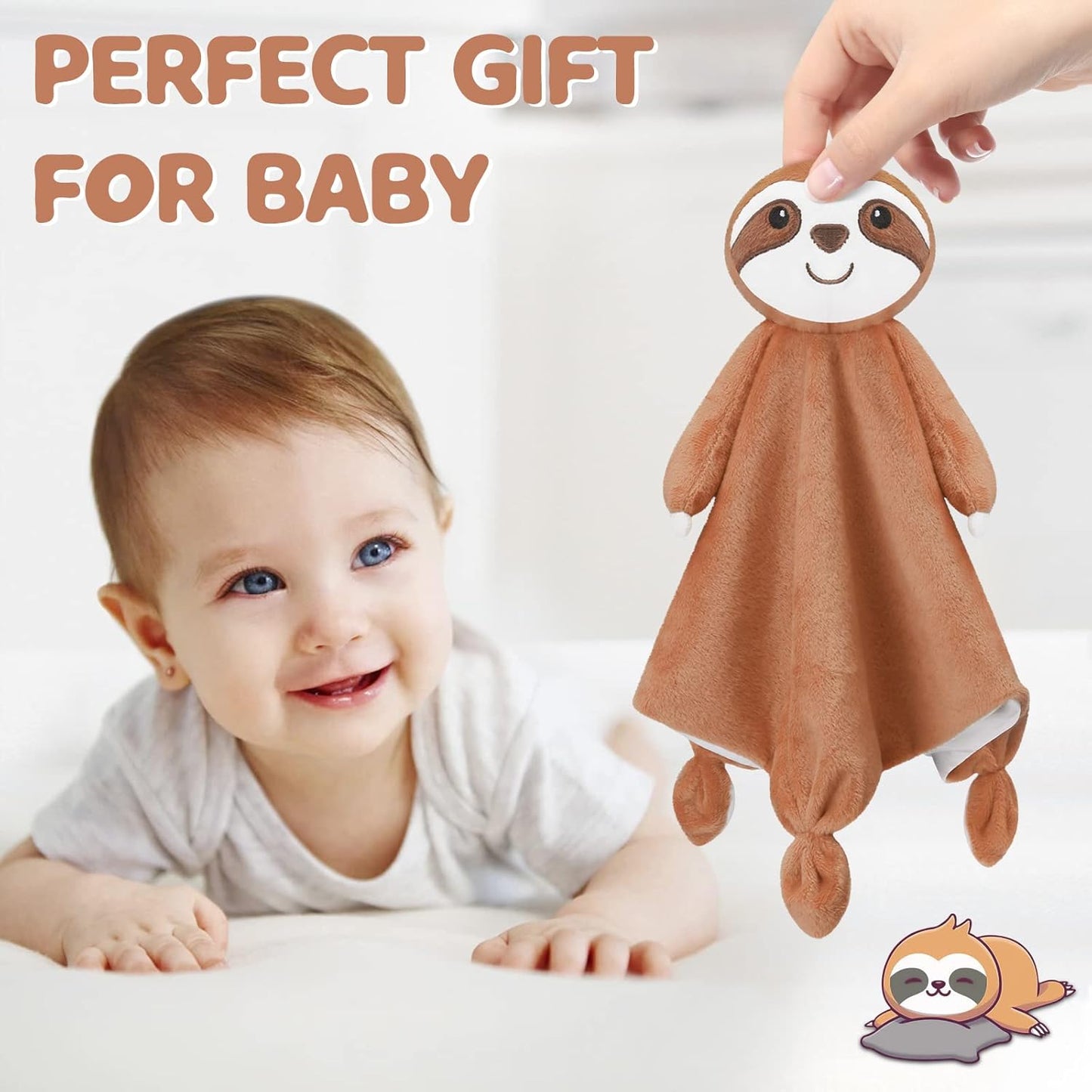 Pro Goleem Sloth Security Blanket - Soft Lovey for Newborns | 14-Inch Snuggle Toy for Boys and Girls