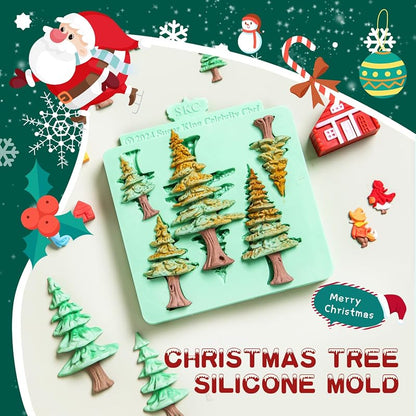 5 Cavity Christmas Tree Silicone Fondant Mold - Tree Cake Decoration