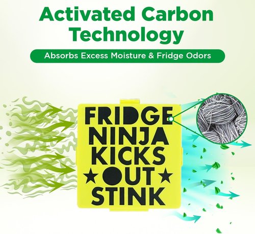 Fridge Ninja Compact Fridge Deodorizer - 2 Pack of Activated Carbon for Superior Odor Control