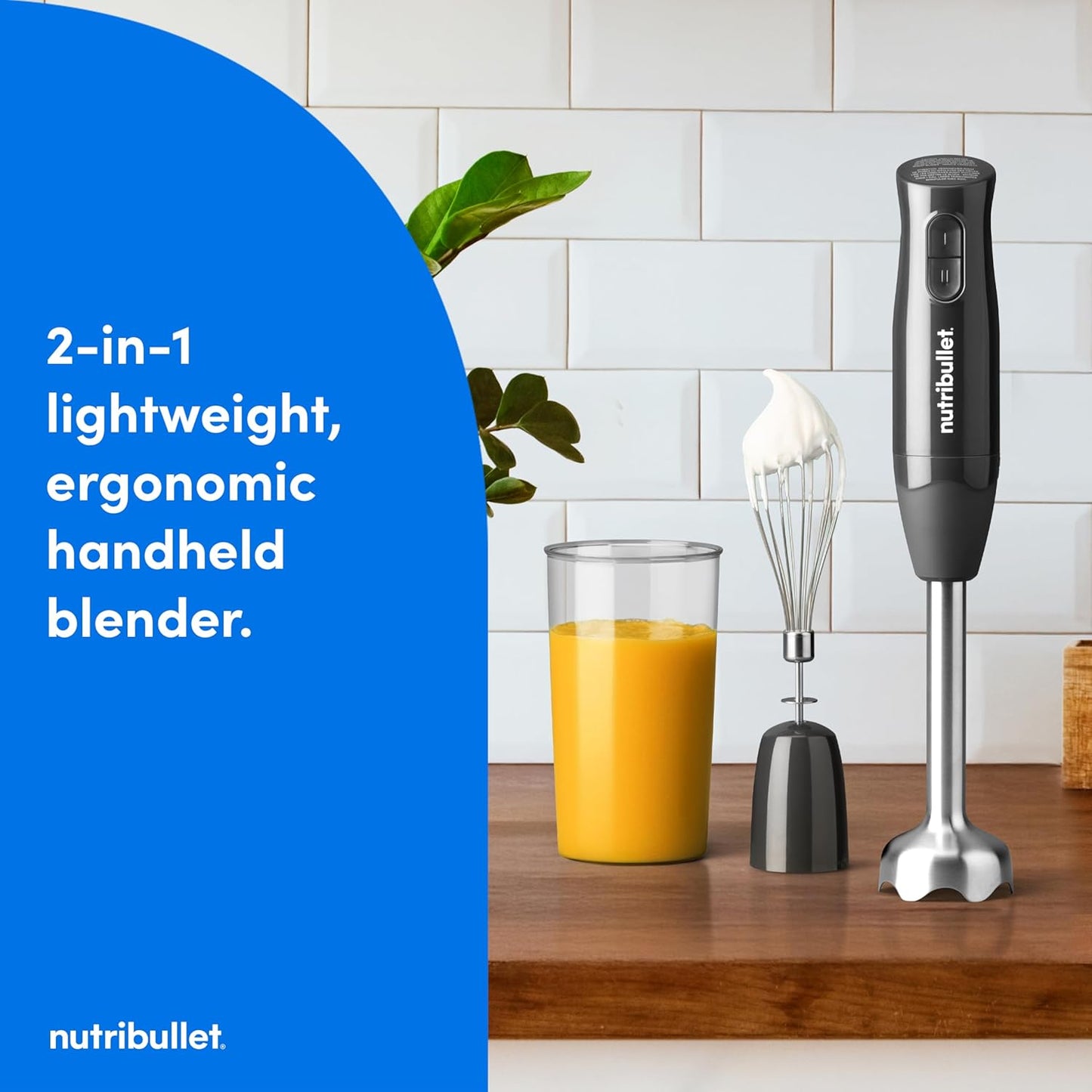 Nutribullet Lite Immersion Blender - Compact Dark Gray Design for Effortless Blending