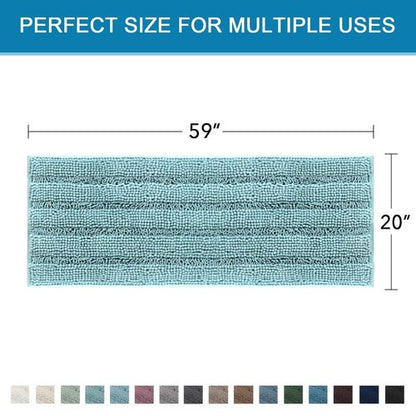 H.VERSAILTEX Bathroom Rugs Bath Mat Runner Rug Non Slip Kitchen Rug Extra Long Bath Rug Runners Oversized 59" x 20" Absorbent Washable Dry Fast Plush Area Rug for Bathroom/Bedroom - Aqua Haze