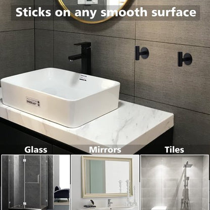 Bntuk Adhesive Hooks Heavy Duty Wall Hooks Stainless Steel Waterproof Shower Hook, Adhesive Holder Coat Hook for Hanging, Wall Mounted Towel Hooks for Bathroom Glass Window- 2 Pack