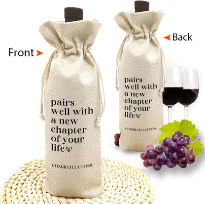 TBITON New Job Gifts, Farewell Gifts for Coworkers,New Beginning Gifts, Wine Gift Bags Going Away Gift for Friends Coworker Boss, Pairs Well With A New Chapter of Your Life (Beige-NEW JOB02)