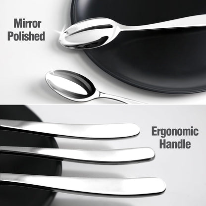 Skiennix 40-Piece Silverware Set for 8 | Premium 18/10 Stainless Steel Flatware, Mirror Polished, Dishwasher Safe