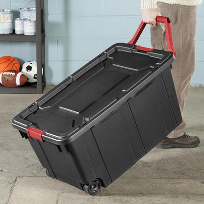 Regine Switzerland 40 Gallon Plastic Storage Bins - Durable Containers with Wheels, Black | 2 Pack