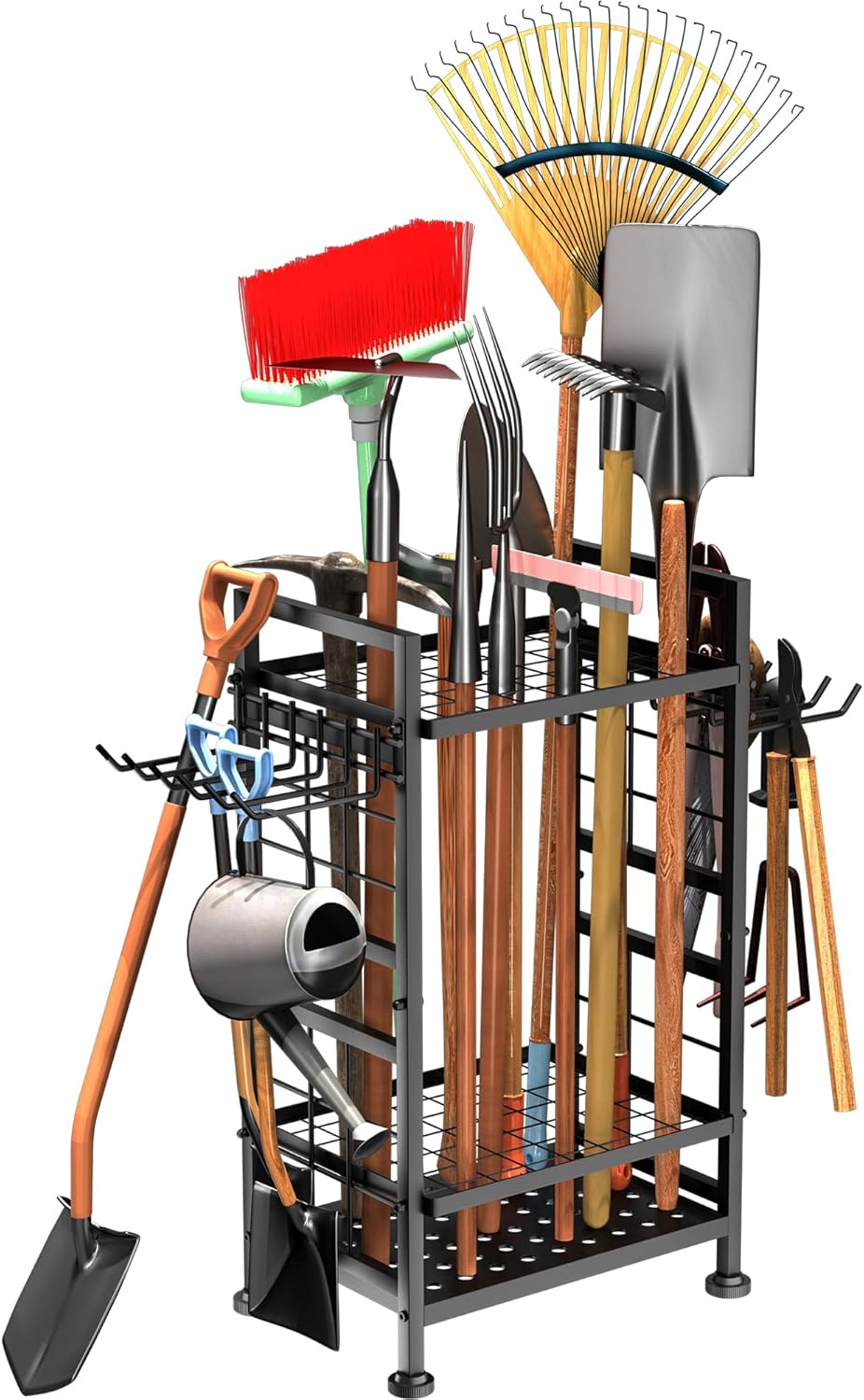 Skiennix 3-Tier Garden Tool Organizer - Heavy-Duty Storage for Up to 78 Tools | Black Metal Design