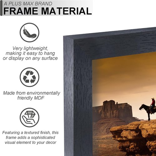 A PLUS MAX 8x10 Picture Frame Set of 2 - Lightweight Black Engineered Wood Frames for Photos