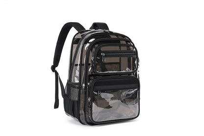 Heavy-Duty Clear Backpack for School, Semi Black - Transparent Bookbag for Students & Events
