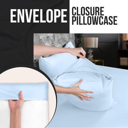 Utopia Bedding Queen Pillow Cases - Soft Brushed Microfiber - 4 Pack, Fade Resistant | Ice Blue 20x30 Inches