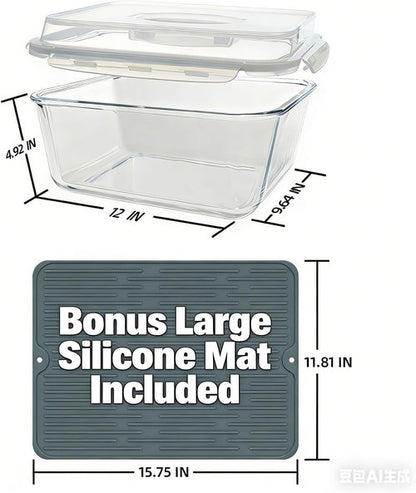220Oz Extra Large Glass Storage Containers by [Brand Name] - Airtight Borosilicate Food Storage for Chicken & Soup