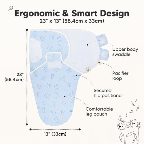 ABC Land Organic Baby Swaddle Sleep Sacks - Soft & Snug for Newborns 3-6 Months | 3-Pack, Large