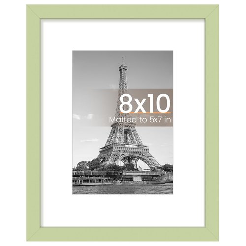 upsimples 8x10 Picture Frame, Display Pictures 5x7 with Mat or 8 x 10 Without, Wall Hanging Photo Frames, Green, 1 Pack