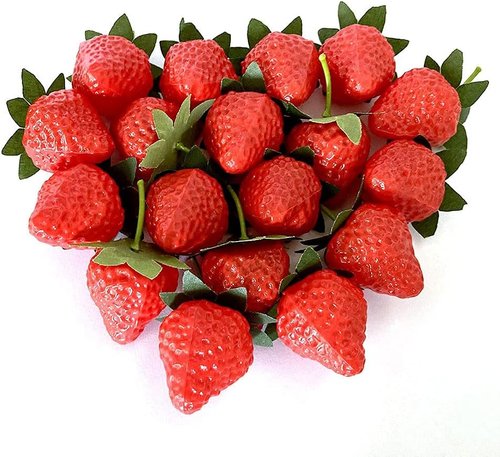 Aliotech 18PCS Artificial Red Strawberries - Lifelike Simulation Decor for Home & Kitchen Photography