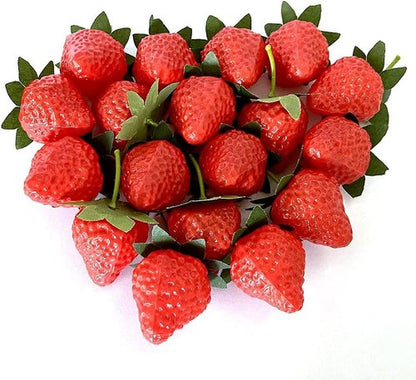 Aliotech 18PCS Artificial Red Strawberries - Lifelike Simulation Decor for Home & Kitchen Photography