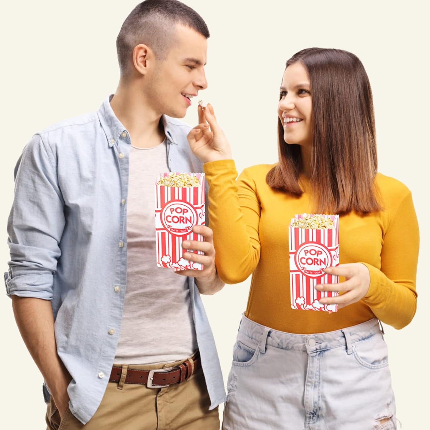 Skiennix Popcorn Bags - 202 Pcs with Scoop & Salt Shaker | 1 oz Individual Serving Size for Parties