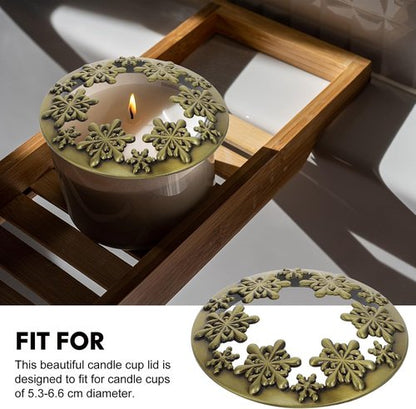 Healeved Christmas Candle Topper - Golden Metal Snowflake Aromatherapy Cover for Even Burning