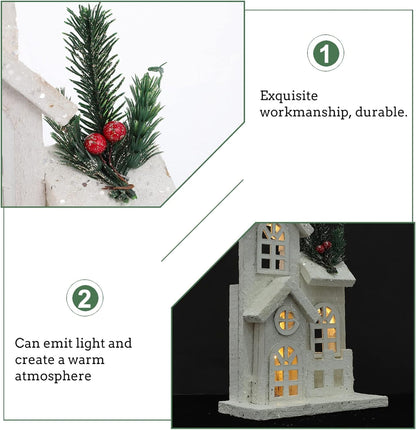 NUOBESTY Christmas LED Church Light House - Snow Scene Desktop Ornament for Holiday Home Decor