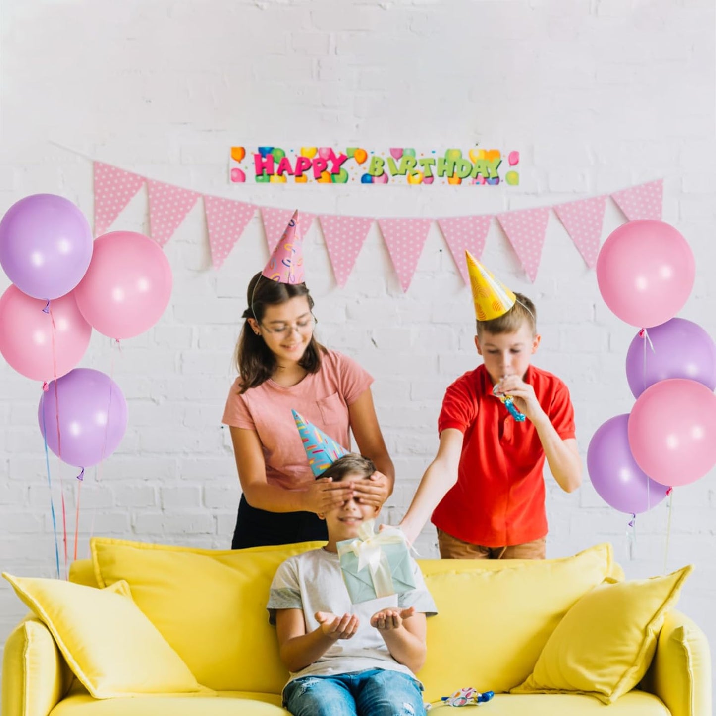 Skiennix 100 Pack 12-Inch Pink & Purple Latex Balloons | Perfect for Girls' Birthday & Baby Shower Decor