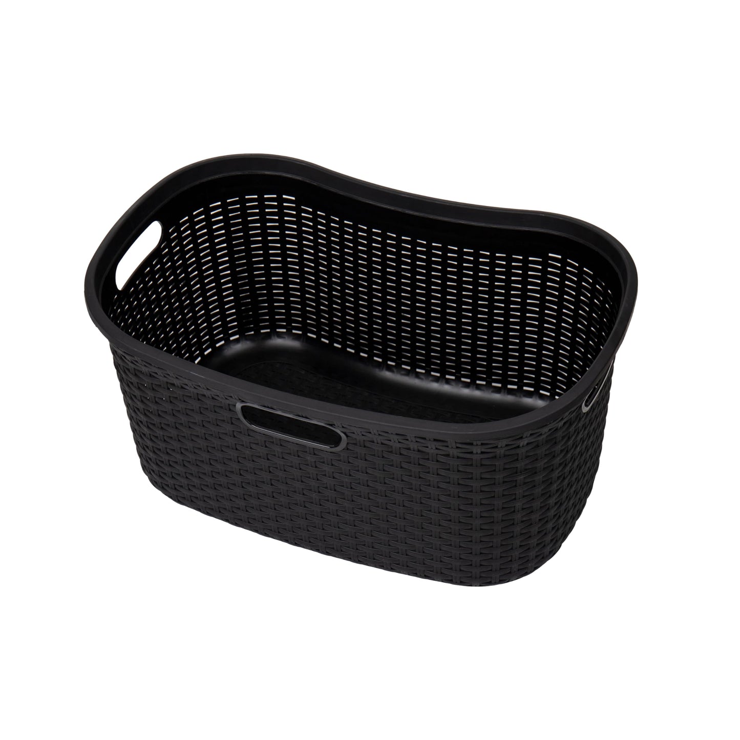 Mind Reader 40L Laundry Basket, Clothes Hamper, Premium Wicker Design, Plastic, Black