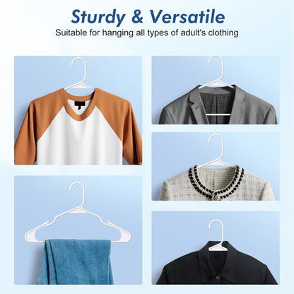 HOUSE DAY Plastic Hangers - 20 Pack White Non-Slip Clothes Hangers for T-Shirts, Dresses & Coats