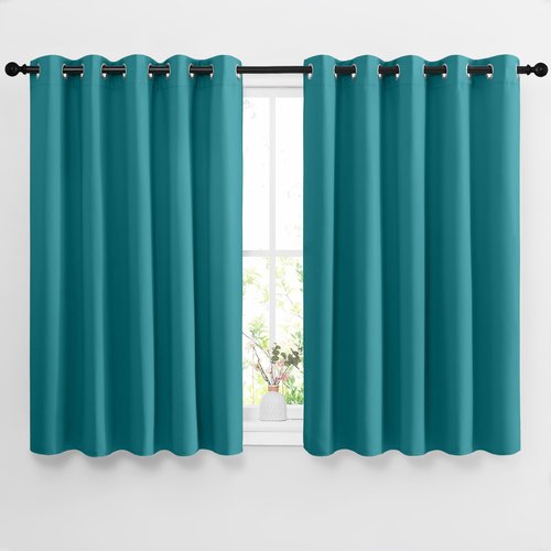 NICETOWN Blackout Curtains 54 inch Length for Bedroom - Grommet Thermal Insulated Extra Wide Window Curtains for Kids Room/Home Office, Peacock Teal, W66 x L54, Set of 2