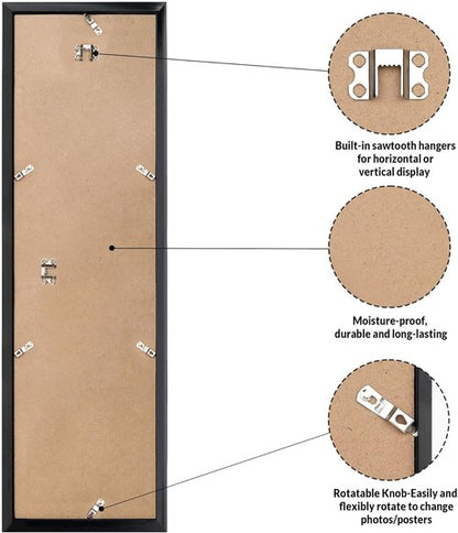 LaVie Home 8x24 Picture Frame - Black Wall Display Frame with HD Plexiglas | Vertical & Horizontal Options