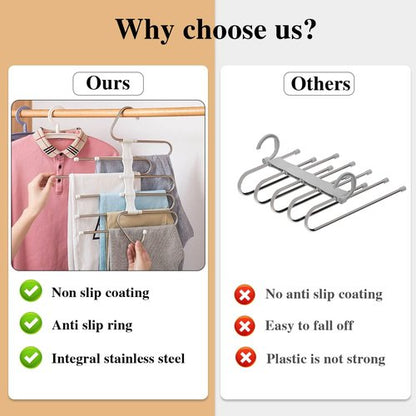 Kalimdor Pants Hangers - Space-Saving Metal Closet Organizer | Anti-Slip Design, 2 Pack for Jeans & Skirts