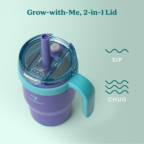 Coldee 14 Oz Kids Tumbler with Lid & Straw - Insulated, Spill-Proof Stainless Steel - Magnetic Purple