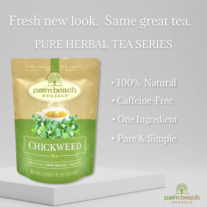 Chickweed Tea - Pure Herbal Tea Series by Palm Beach Herbals (30ct) [Packaging May Vary]