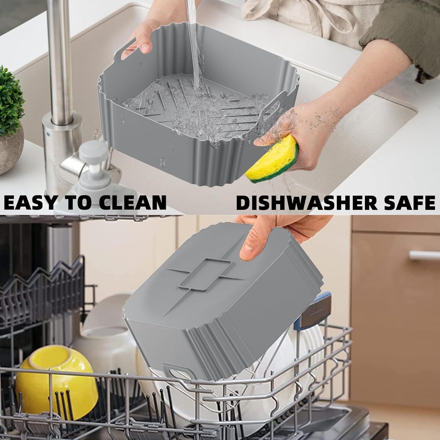 Ninja Silicone Air Fryer Liners - Reusable 8.8-Inch Square Basket for 5-8QT Air Fryers | 2-Pack
